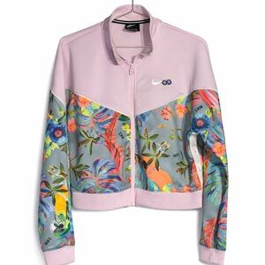 Nike Multicolor women crop Floral zip up Jacket size Large